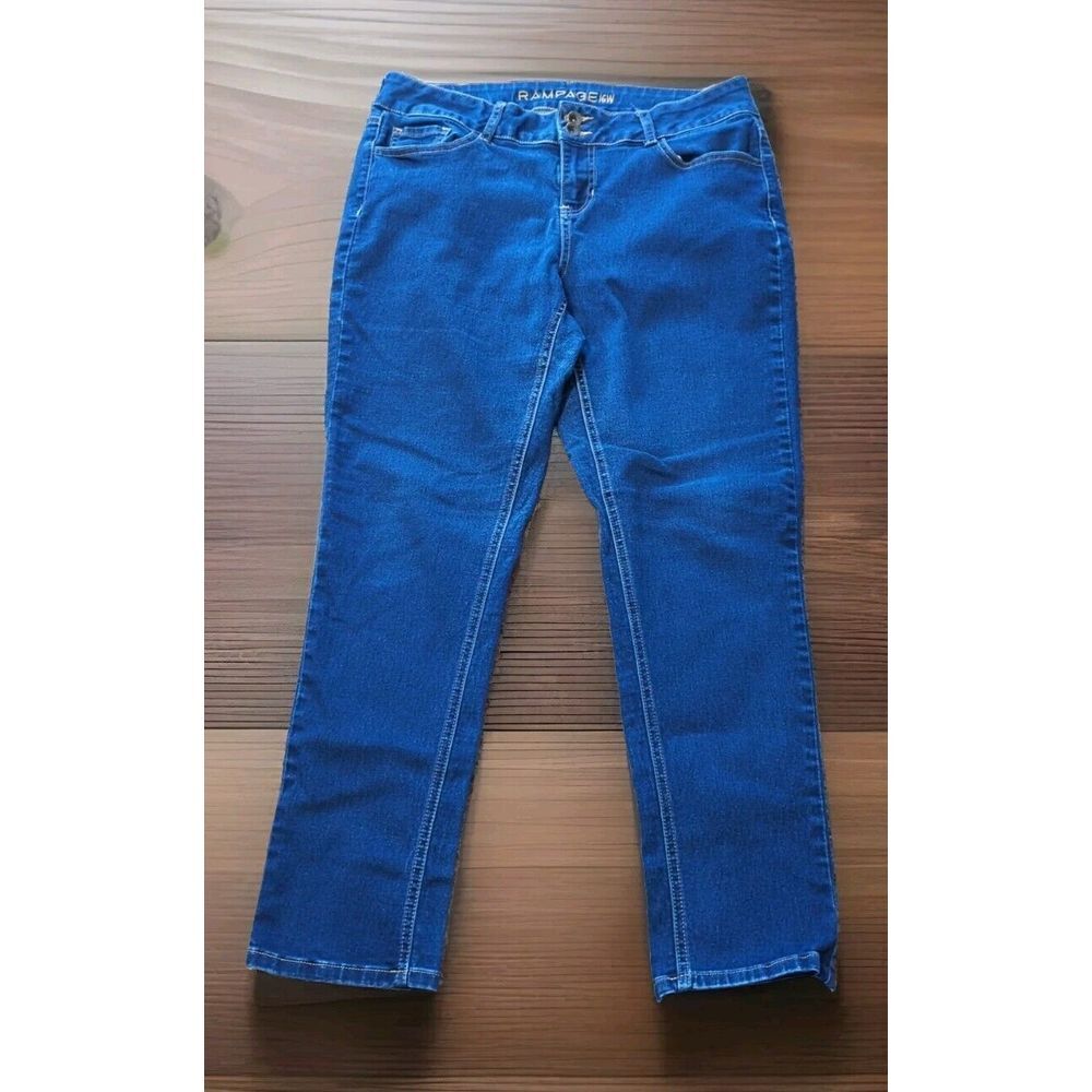 Rampage Denim Collection Womens 16W Medium Wash Straight Leg Jeans 490